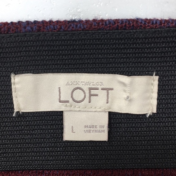 LOFT Maroon‎ Heather Skirt Top Set Womens Large Short Sleeve Peplum Career - Picture 13 of 14